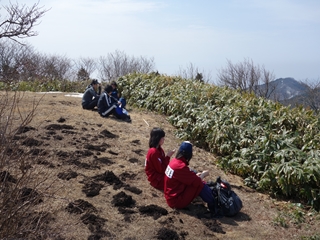 山頂の地面に謎の穴（？）が